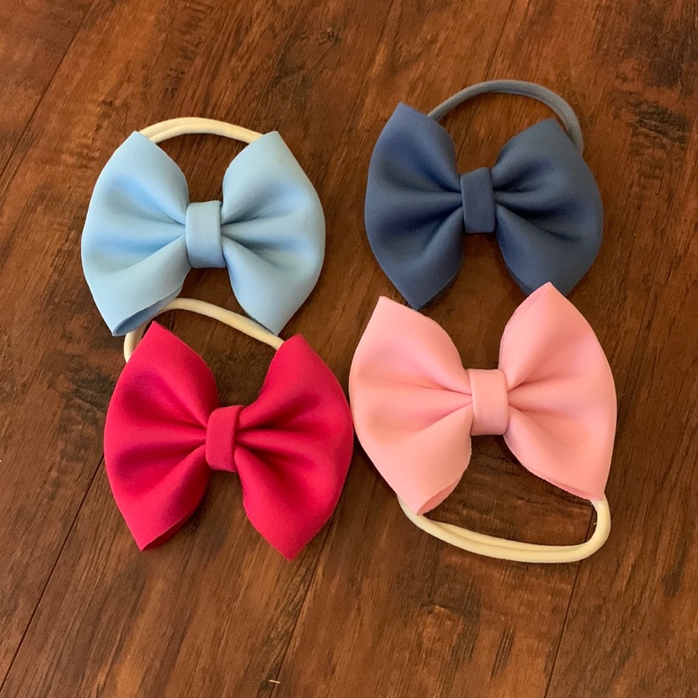 4 inch bows on nylon headbands